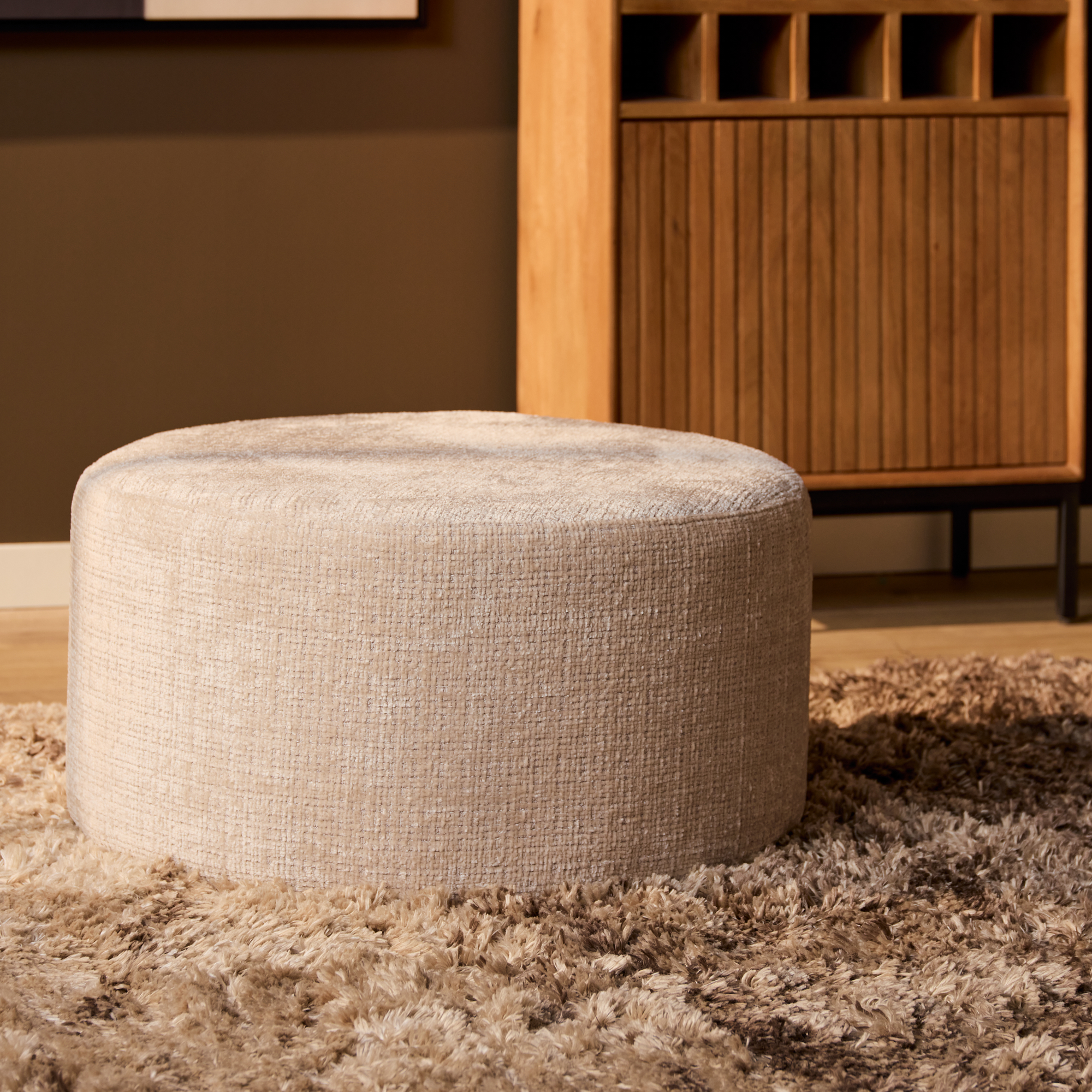 Hockers Rond - Beige - Chenille - MySofa