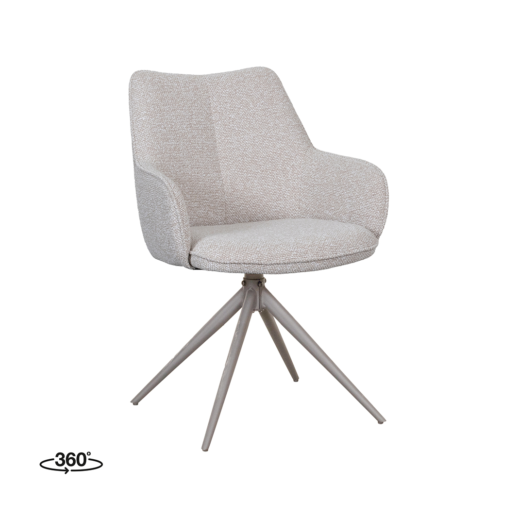 Eetkamerstoel Sawa - Zonder armleuning - Naturel Beige - Boucle - Japandi - LABEL51