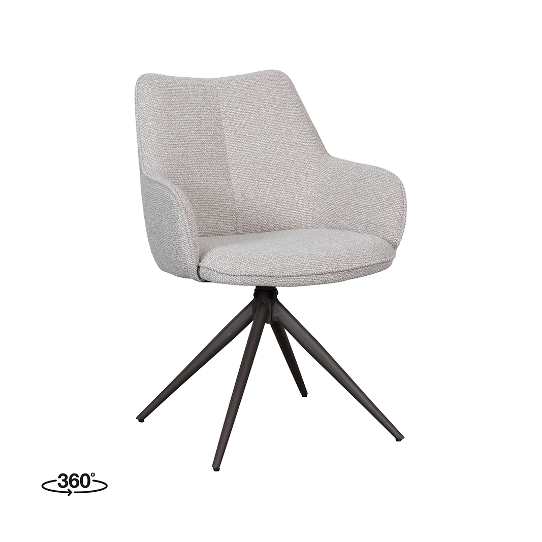 Eetkamerstoel Sawa - Zonder armleuning - Naturel Beige - Boucle - LABEL51