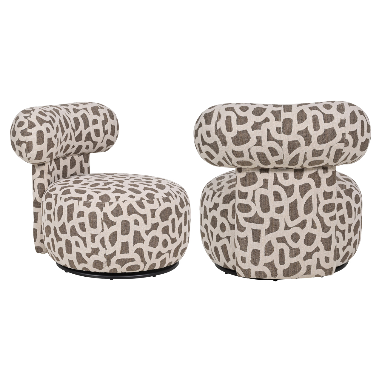 Fauteuil Kaya - Zonder armleuning - Brown - Print - Japandi - Richmond Interiors