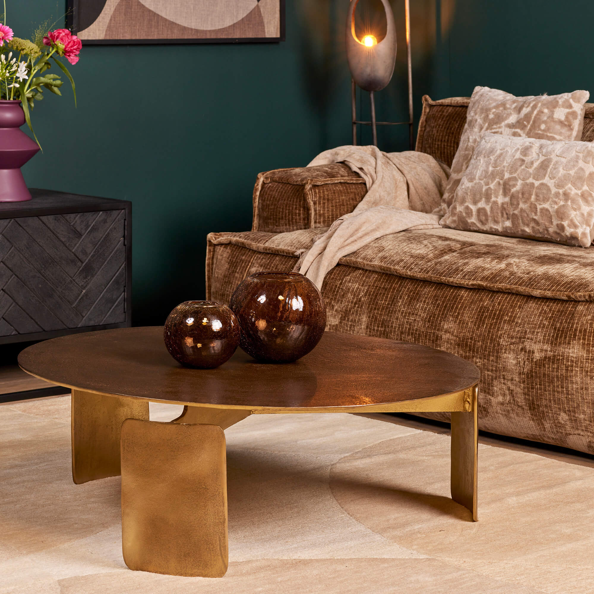 Salontafel Darwin - 90x90x28 - Goud - - Starfurn