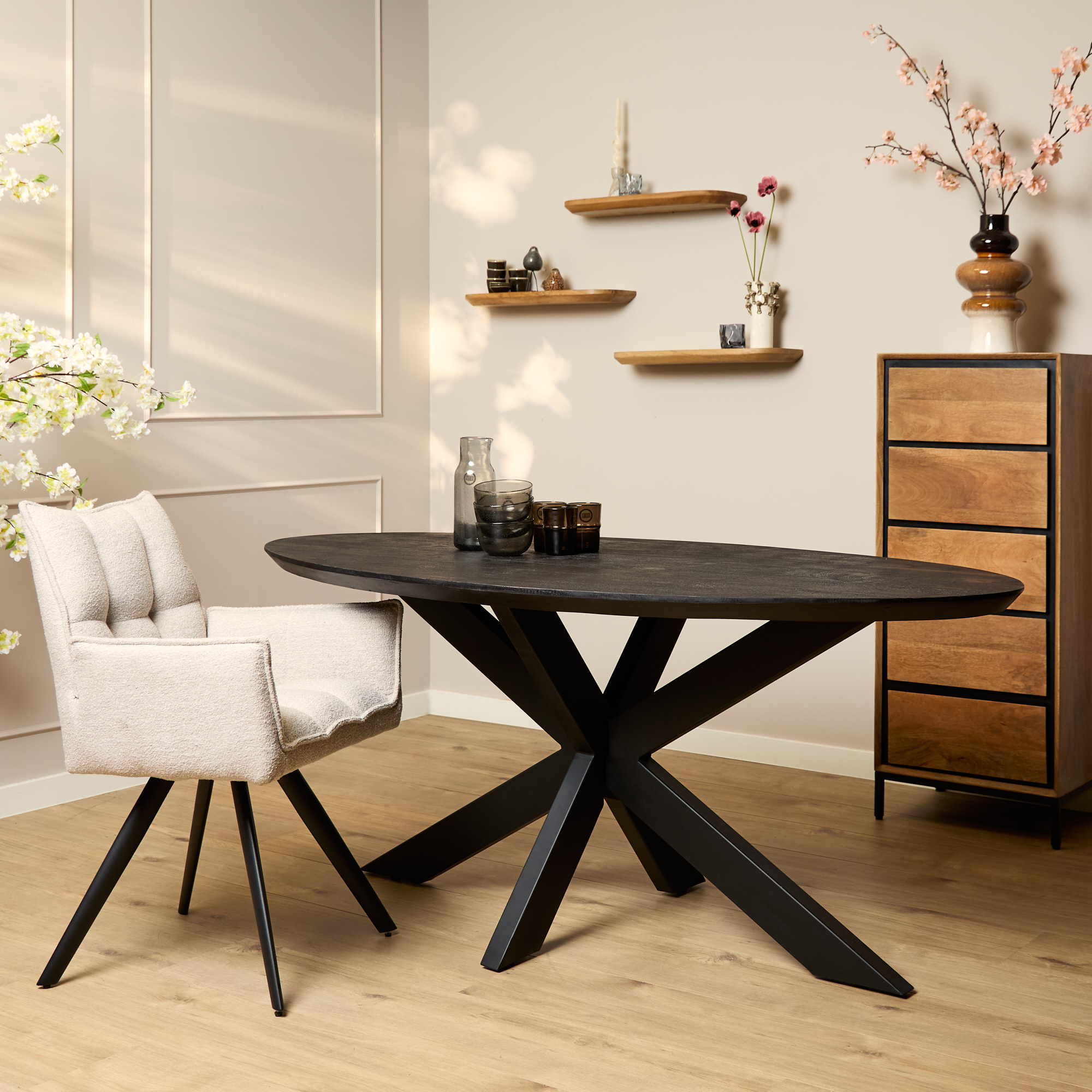 Eetkamertafel Brandy - Zwart - - Starfurn