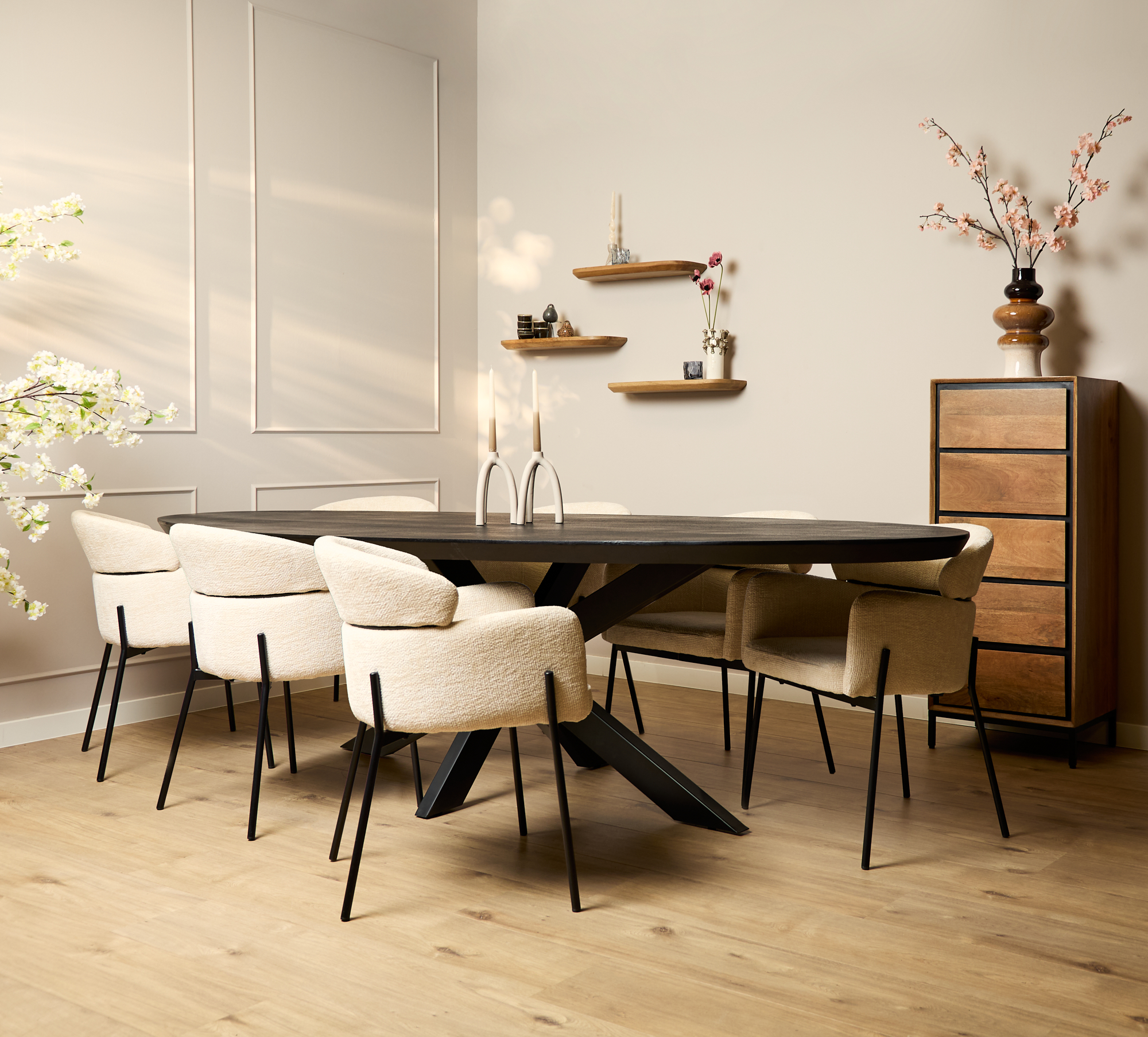 Eetkamertafel Brandy - Zwart - - Starfurn