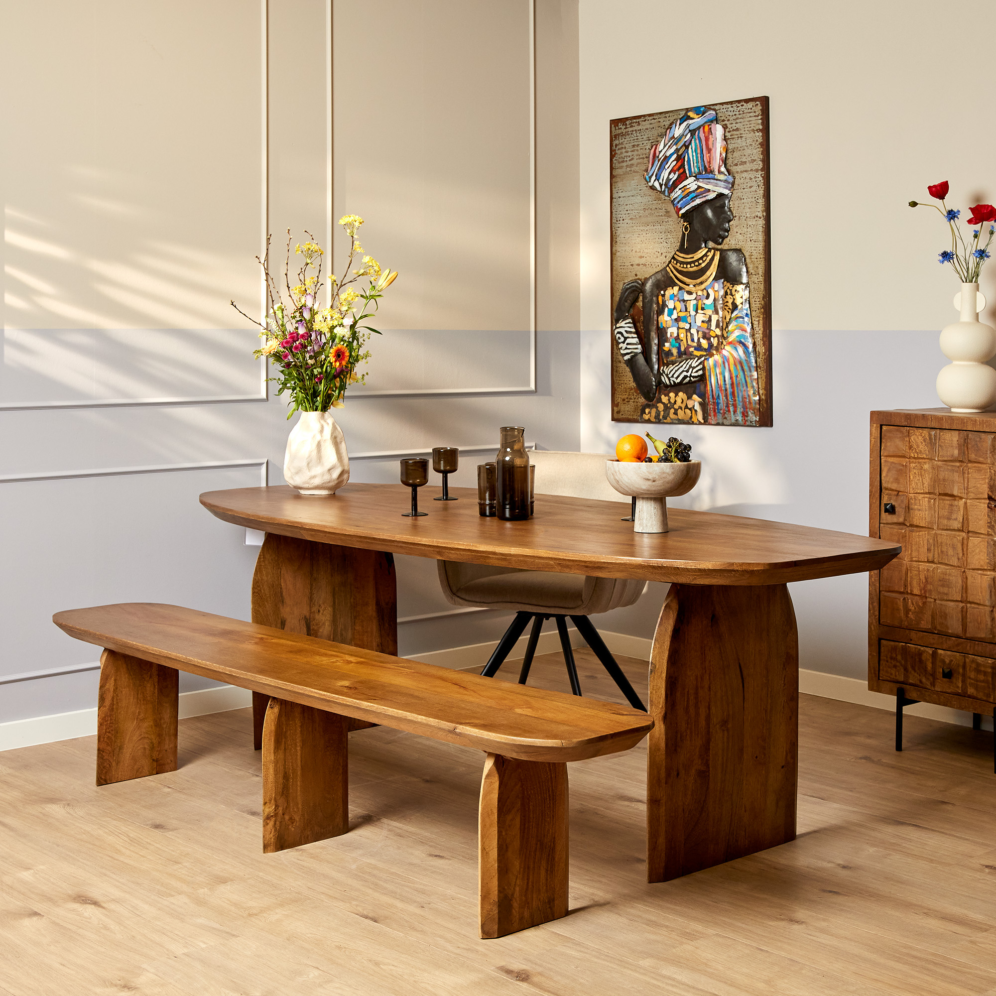 Eetkamerbanken Tense - Naturel Beige - Hout - Starfurn