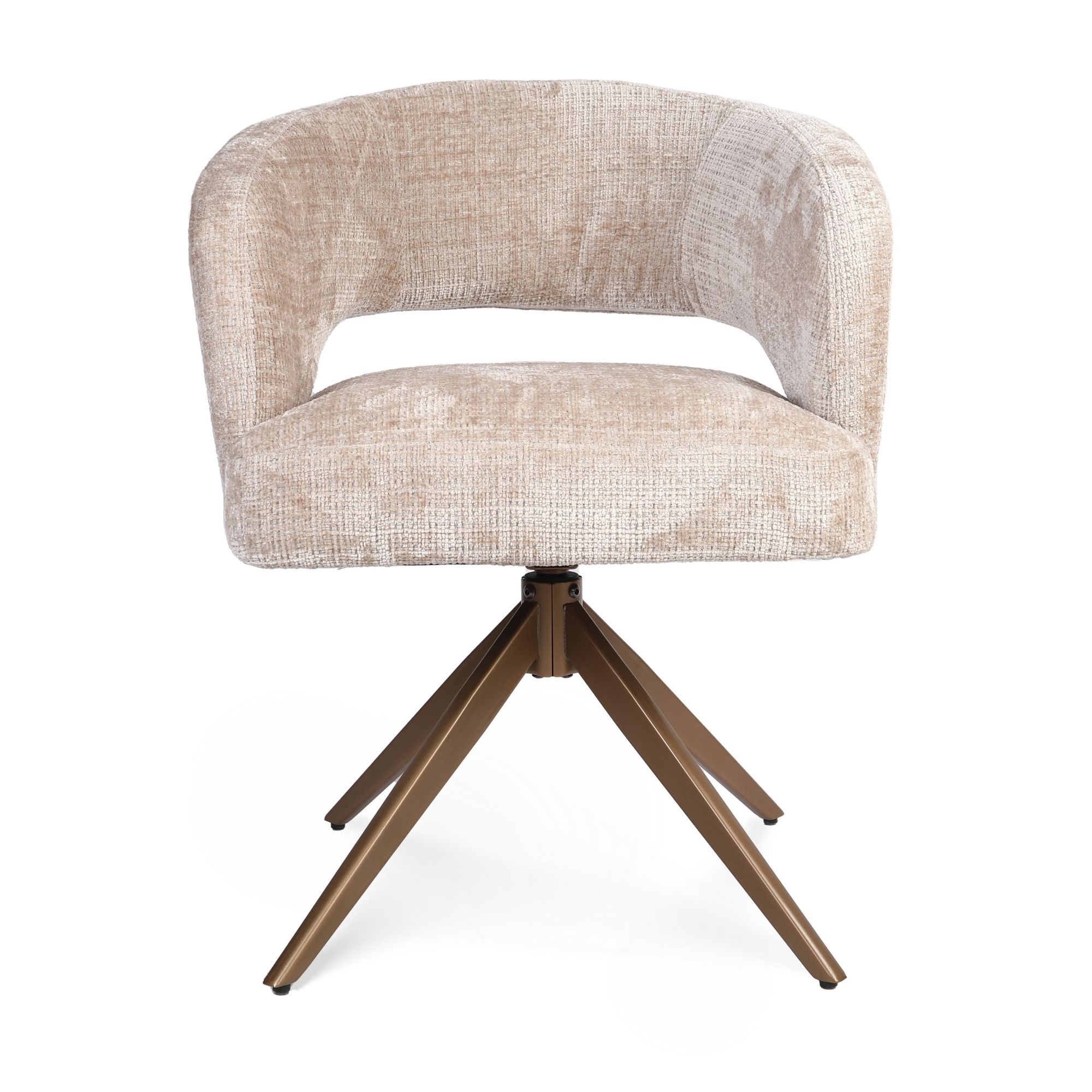 Eetkamerstoel Demi - Zonder armleuning - Beige - Chenille - Starfurn