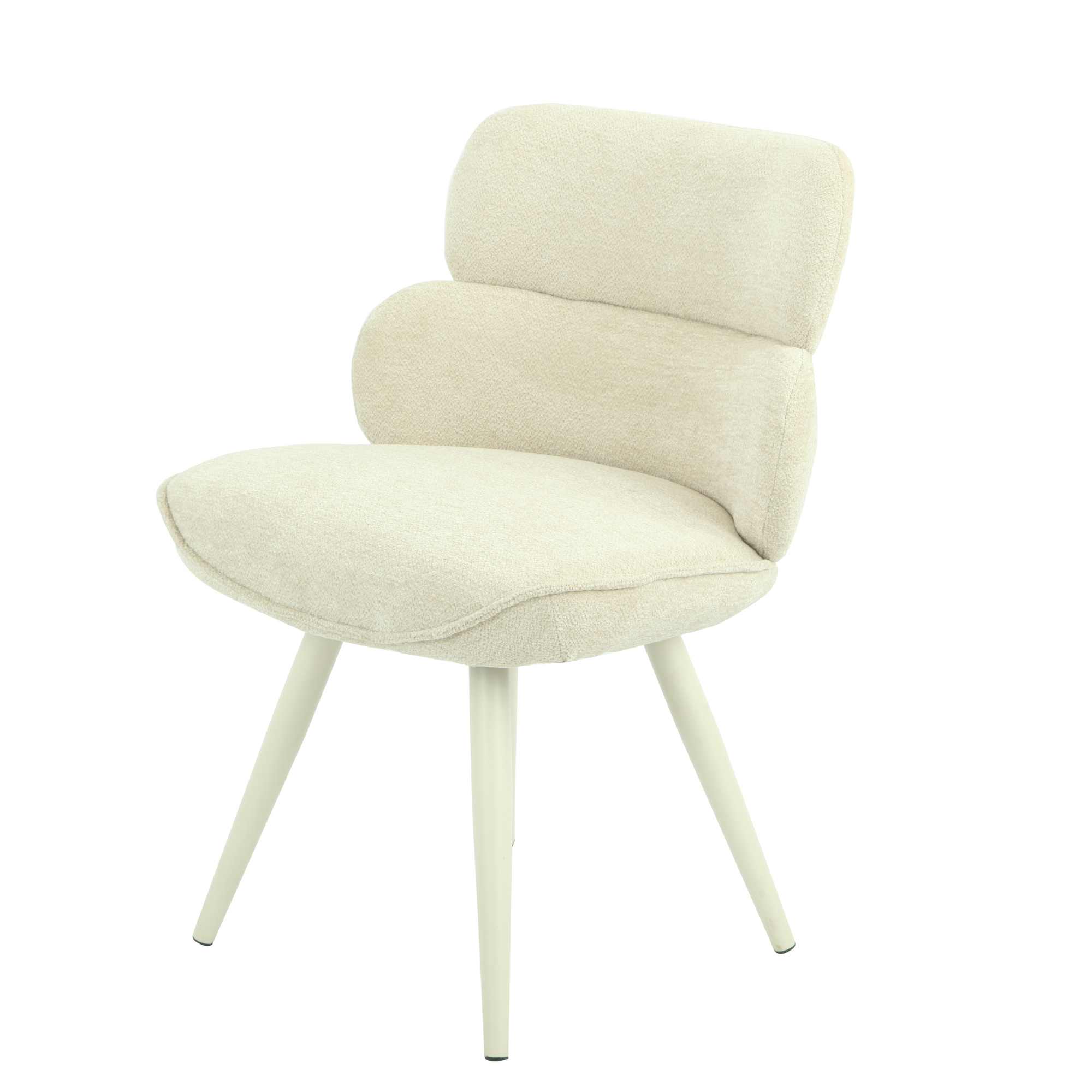 Eetkamerstoel Abby - Zonder armleuning - Beige - Chenille - Starfurn