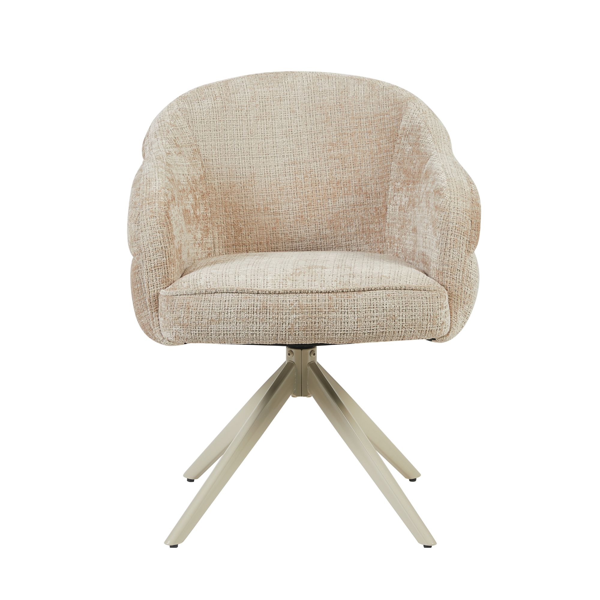 Eetkamerstoel Bella - Zonder armleuning - Beige - Chenille - Starfurn