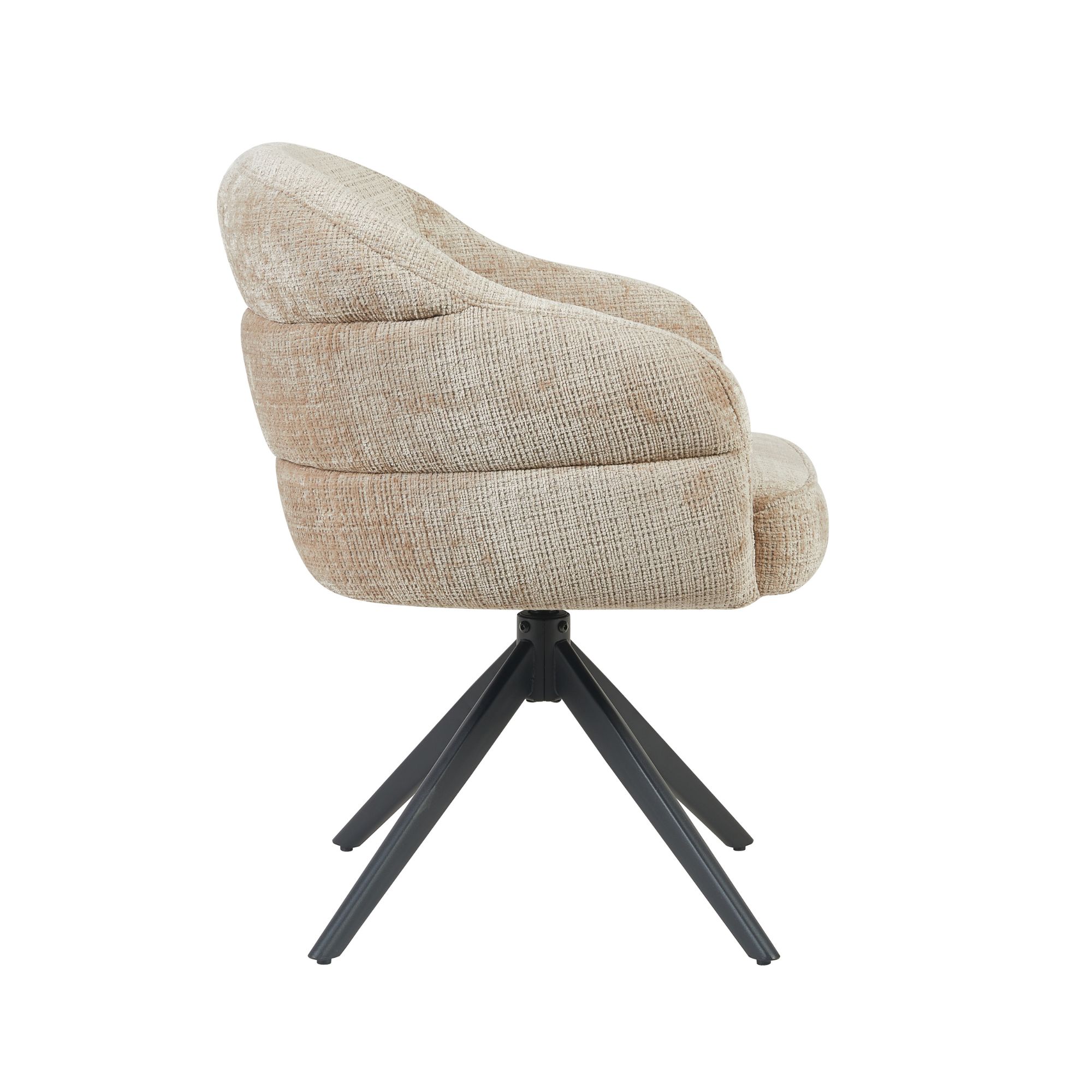 Eetkamerstoel Bella - Zonder armleuning - Beige - Chenille - Starfurn