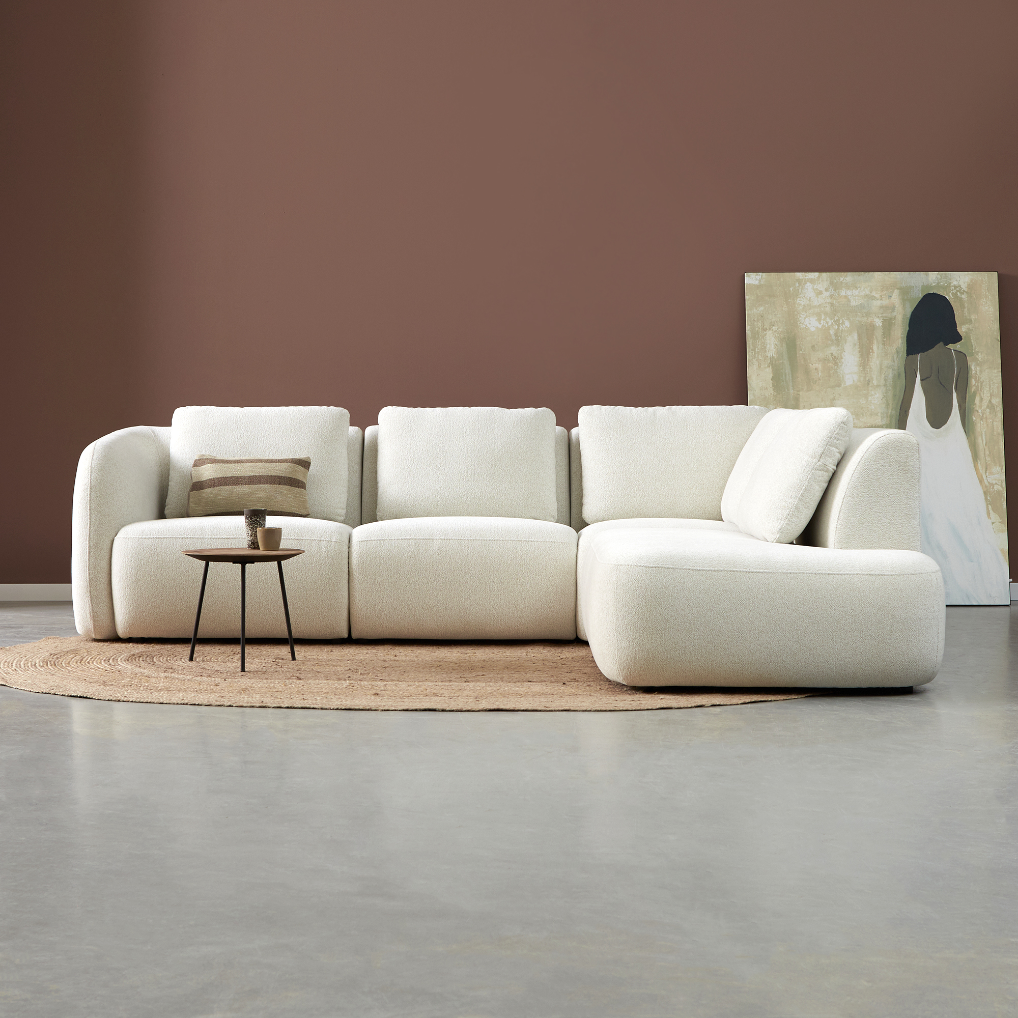 Hoekbank CLOUD - Hoekbank Rechts - Naturel Beige - Velvet - Pepp Interiors