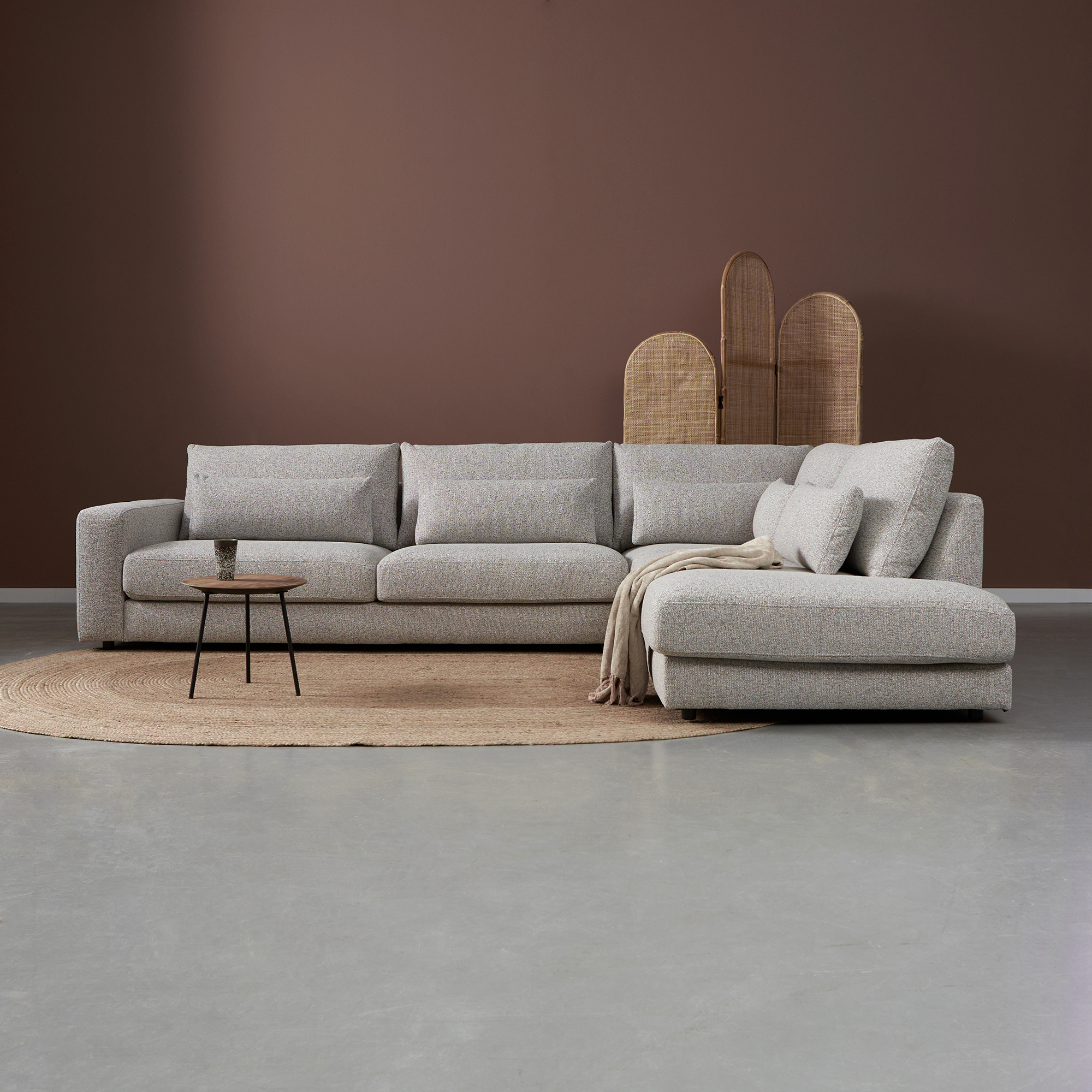 Hoekbank COMO - Hoekbank Rechts - Taupe - Geweven - Pepp Interiors