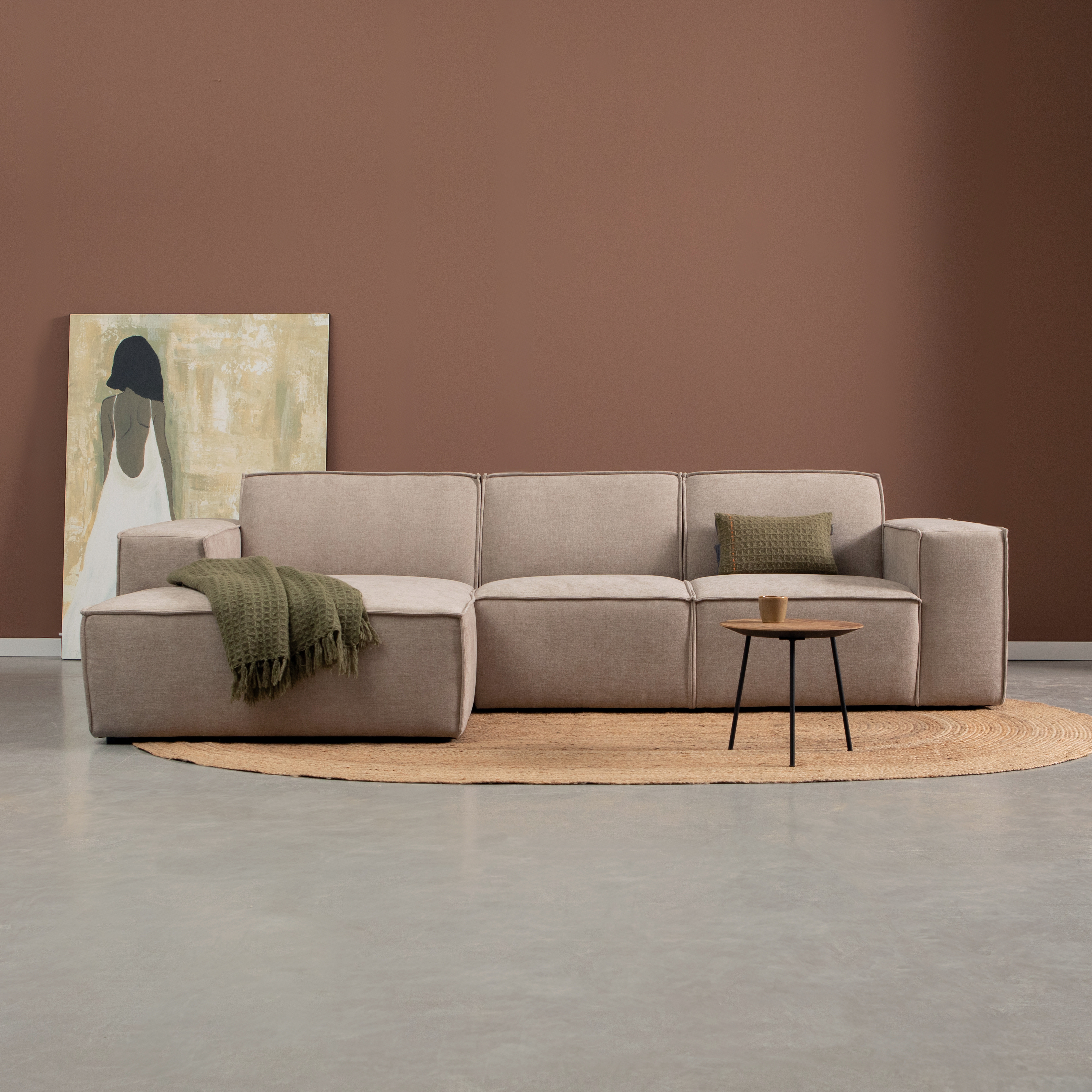 Hoekbank PLAY - Loungebank Links - Beige - Linnen - Pepp Interiors
