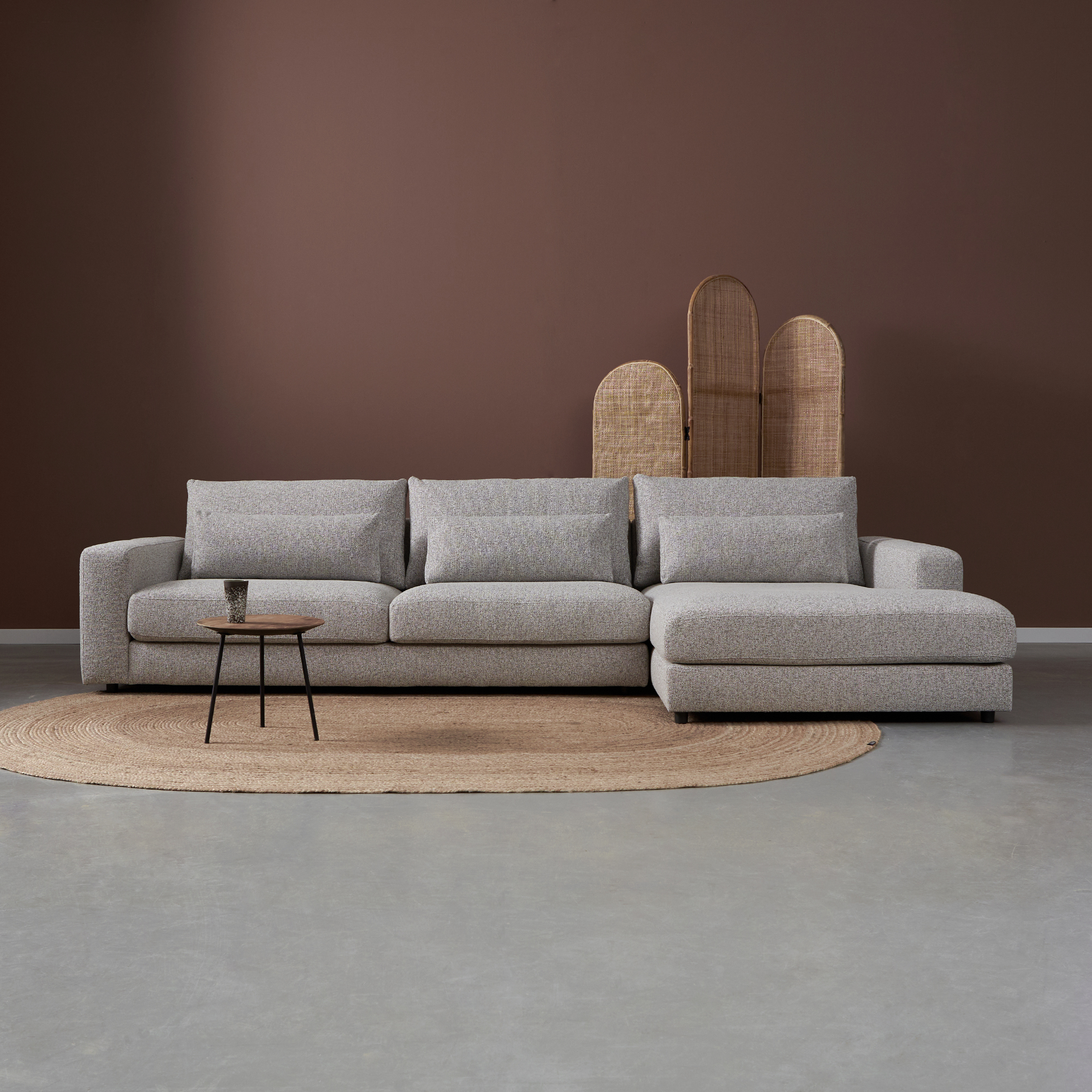 Hoekbank COMO - Loungebank Rechts - Taupe - Geweven - Pepp Interiors