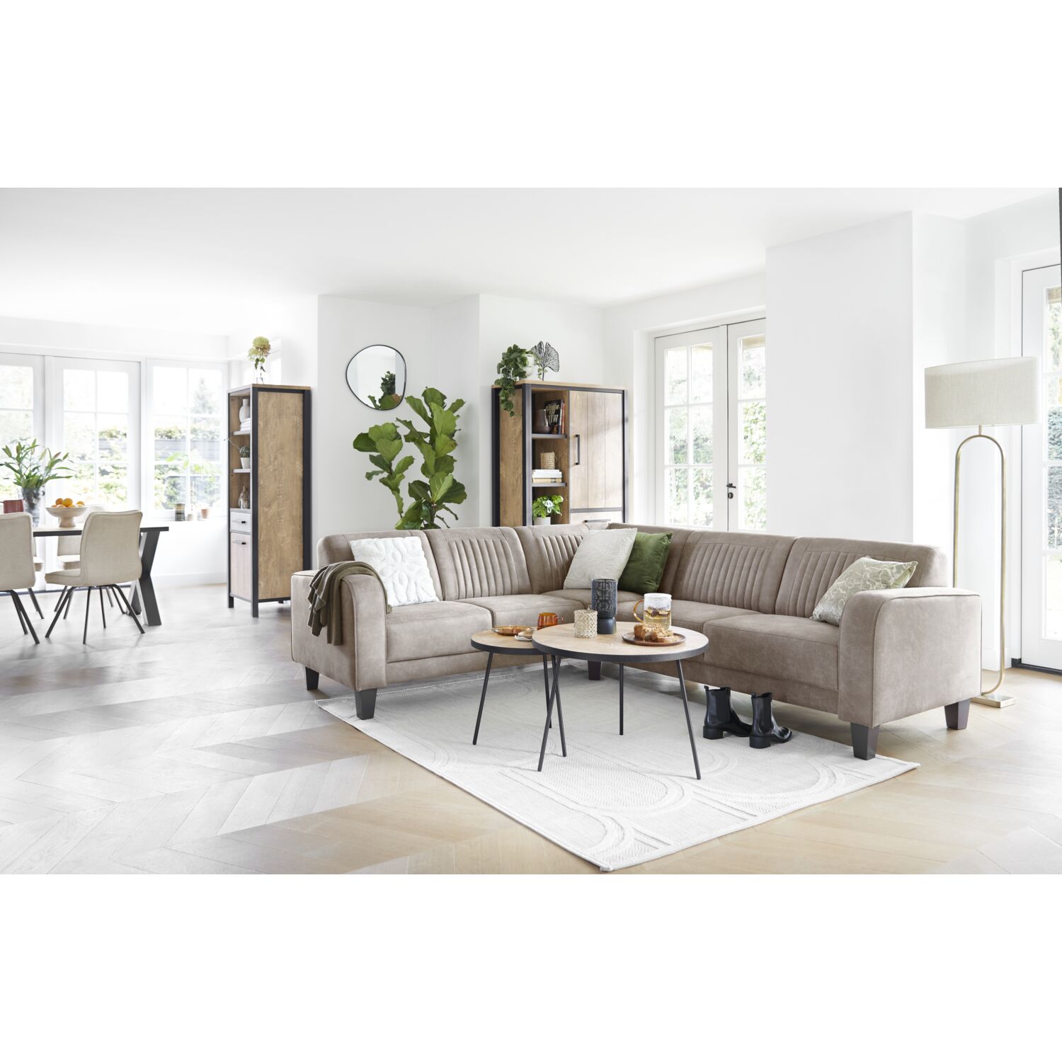 Bank Amadeus hoekbank - Clay - Naturel Royal Boucle | Taupe Metaal - Profijt Meubel