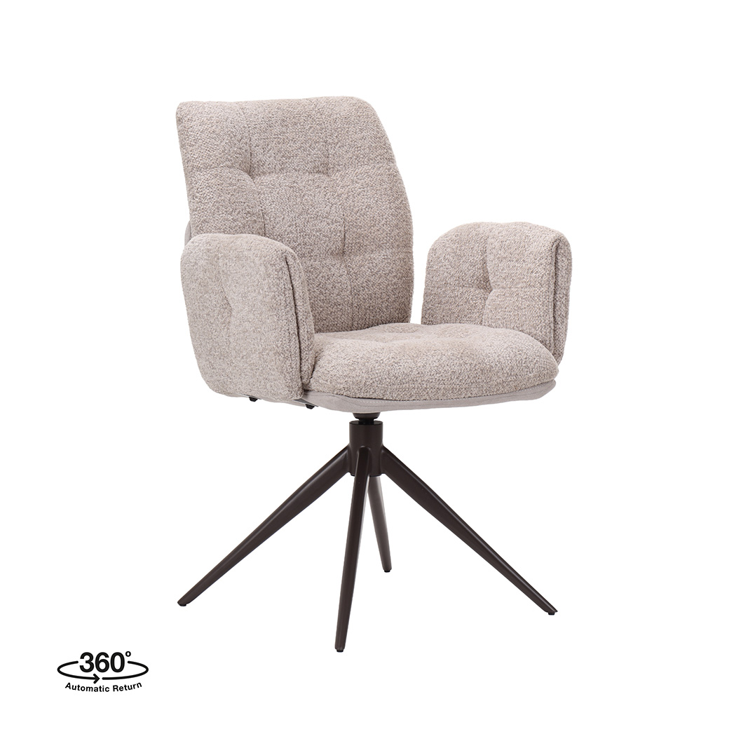 Eetkamerstoel Unreal - Zonder armleuning - Beige - Geweven - LABEL51