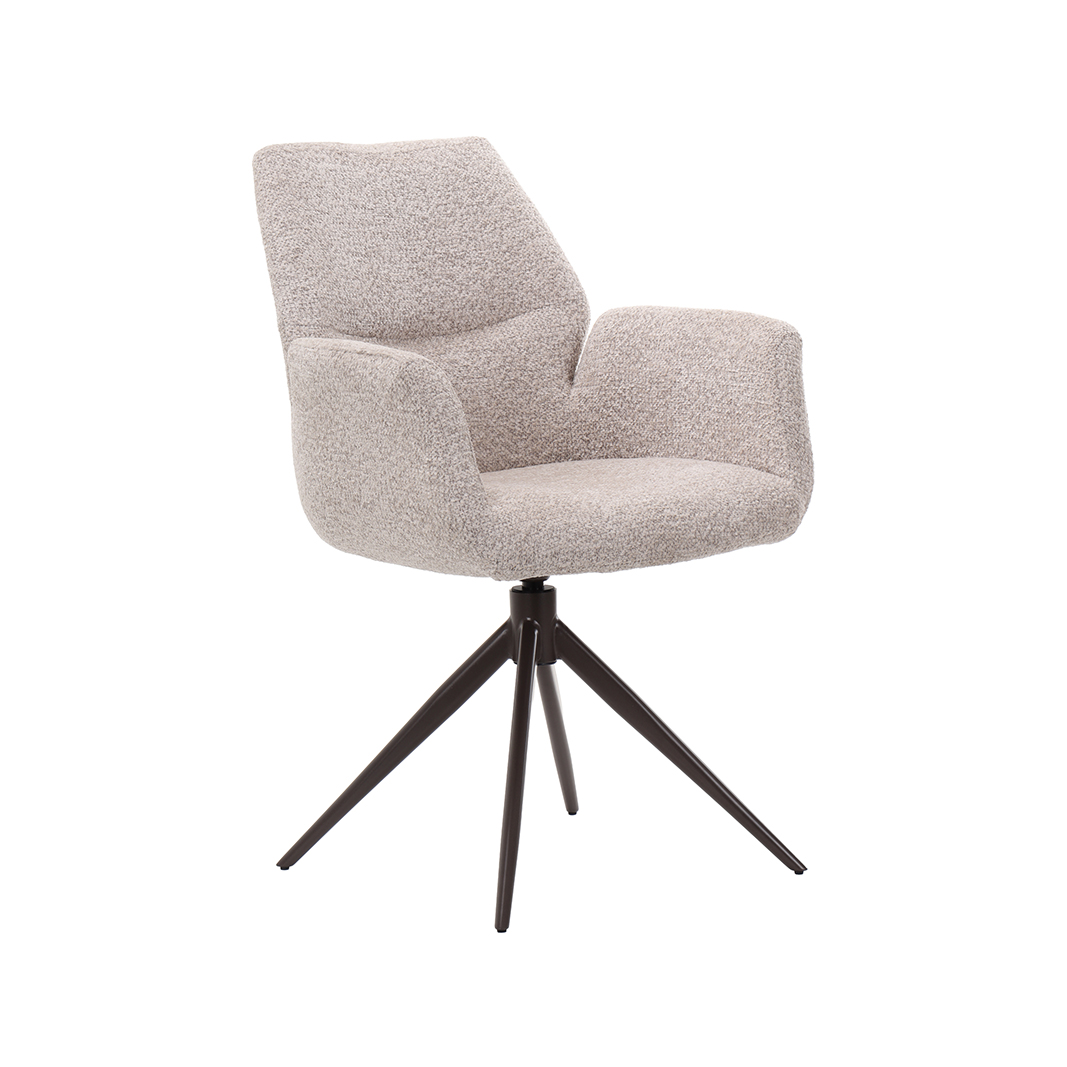 Eetkamerstoel Epic - Zonder armleuning - Beige - Geweven - LABEL51
