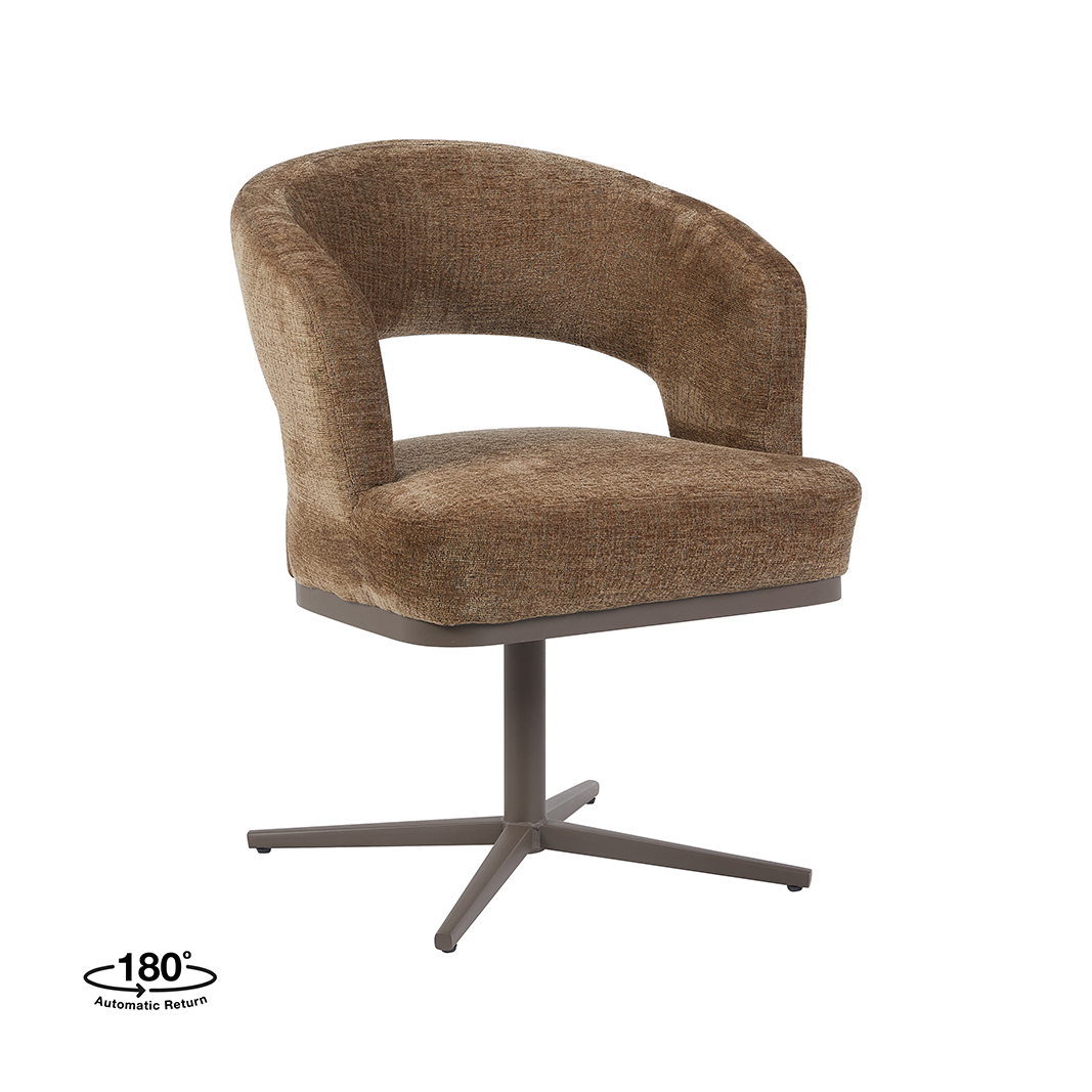 Eetkamerstoel Monaco - Zonder armleuning - Taupe - Geweven - LABEL51