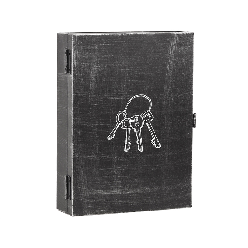 Wanddecoratie Sleutelkastje - Antiek Zwart - Metaal - Industrieel - LABEL51