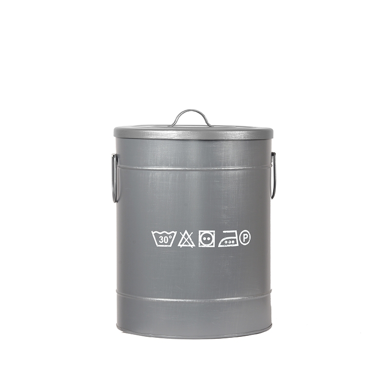 Opbergblik Wasmand - Antiek Grijs - Metaal - Industrieel - LABEL51