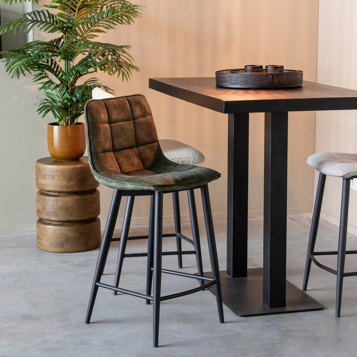 Barkruk Jelt - Zonder armleuning - Hoog - Hunter - Velours - Modern - LABEL51