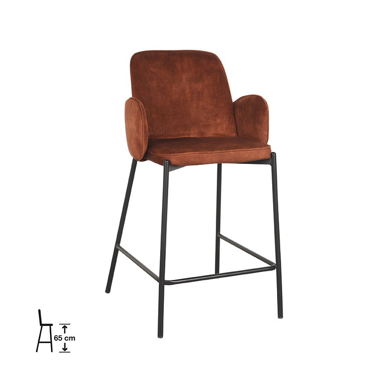 Barkruk Jari - Armleuning - Laag - Rust - Velours - Retro - LABEL51