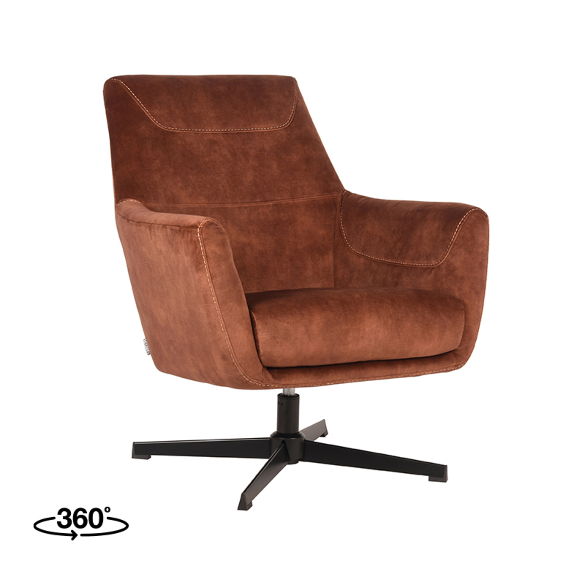 Fauteuil Toby - Armleuning - Rust - Velours - Retro - LABEL51