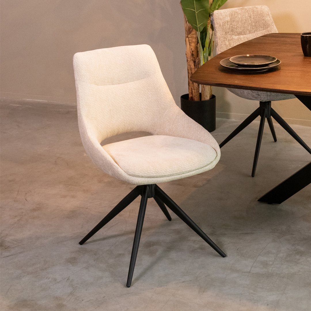 Eetkamerstoel Marlow - Zonder armleuning - Naturel Beige - Elite - Minimalistisch - LABEL51