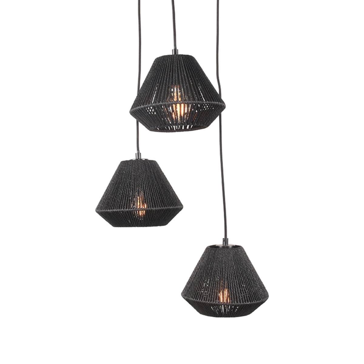 Hanglamp Ibiza - Zwart - Jute - 3-Lichts - Landelijk - LABEL51