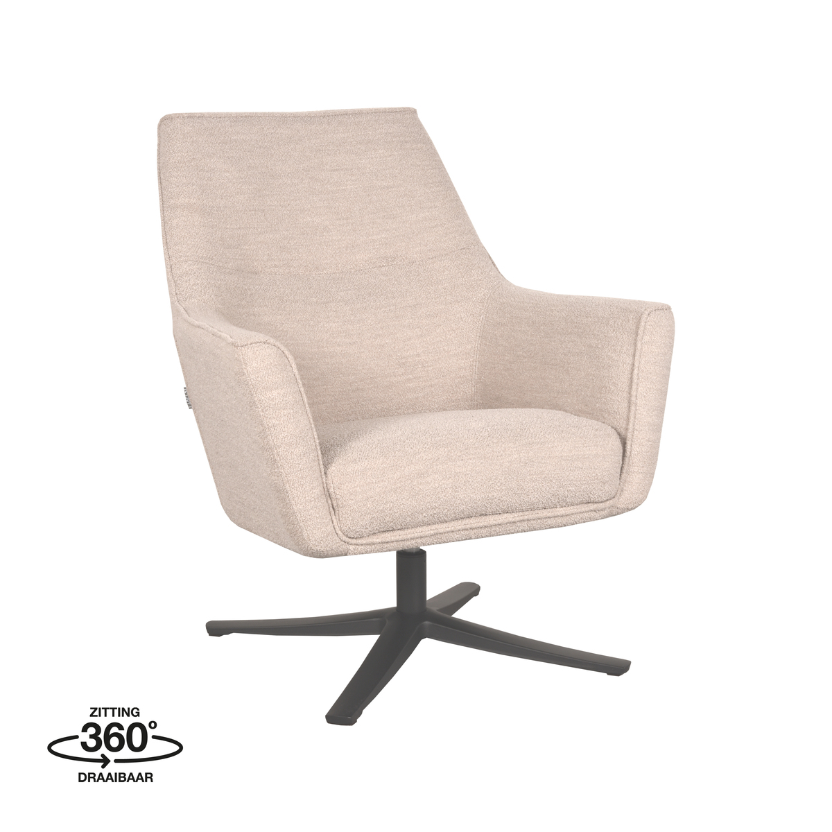 Fauteuil Tod - Armleuning - Naturel Beige - Boucle - Landelijk - LABEL51