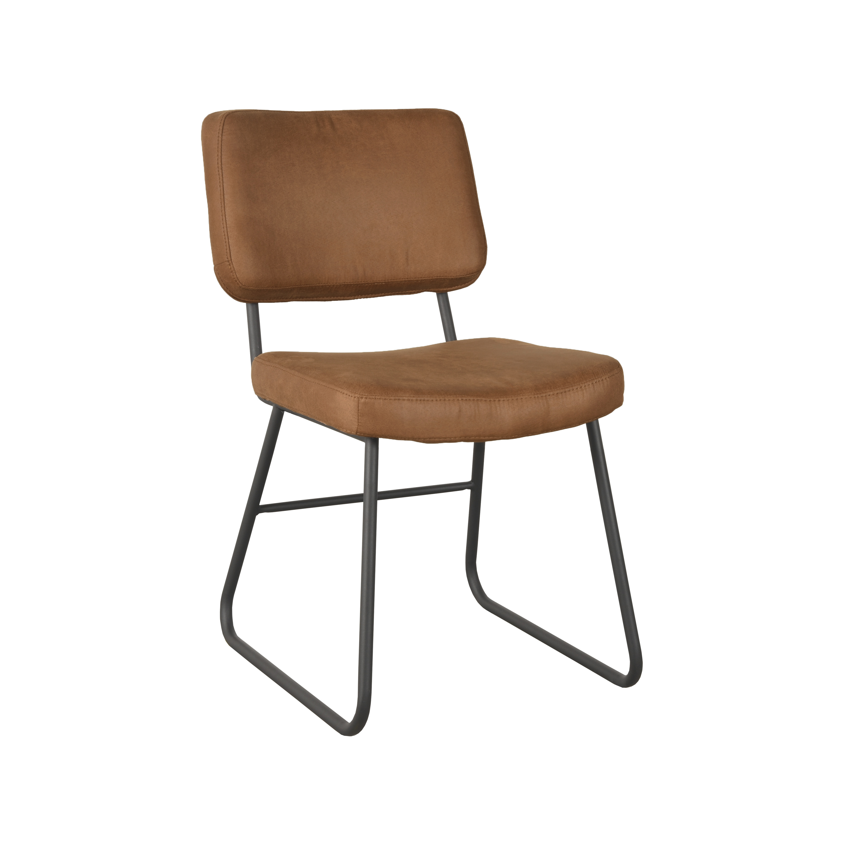 Eetkamerstoel Noah - Zonder armleuning - Cognac - Micro Suede - Modern - LABEL51