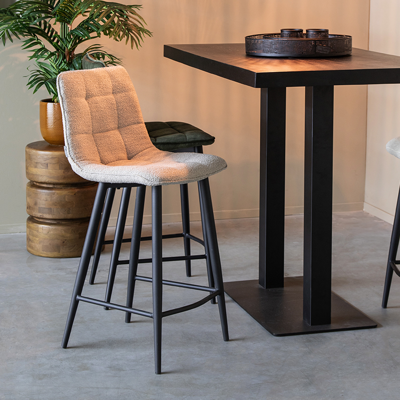 Barkruk Jelt - Zonder armleuning - Laag - Naturel Beige - Boucle - Landelijk - LABEL51