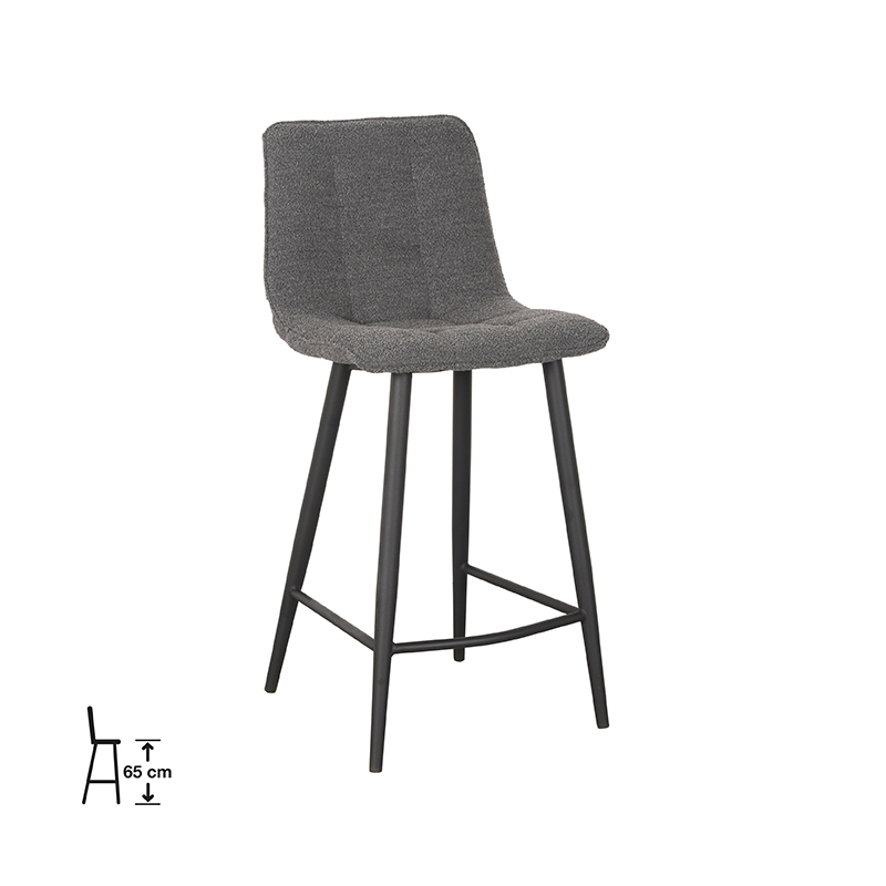 Barkruk Jelt - Zonder armleuning - Laag - Grijs - Boucle - Industrieel - LABEL51