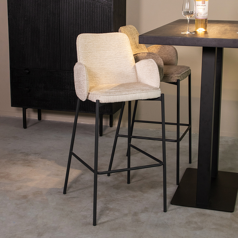 Barkruk Joni - Armleuning - Hoog - Creme - Elegance - Landelijk - LABEL51