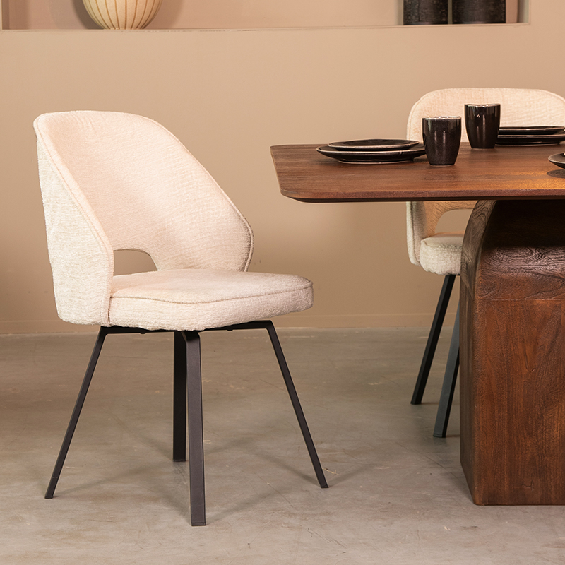 Eetkamerstoel Lewis - Zonder armleuning - Creme - Elegance - Landelijk - LABEL51