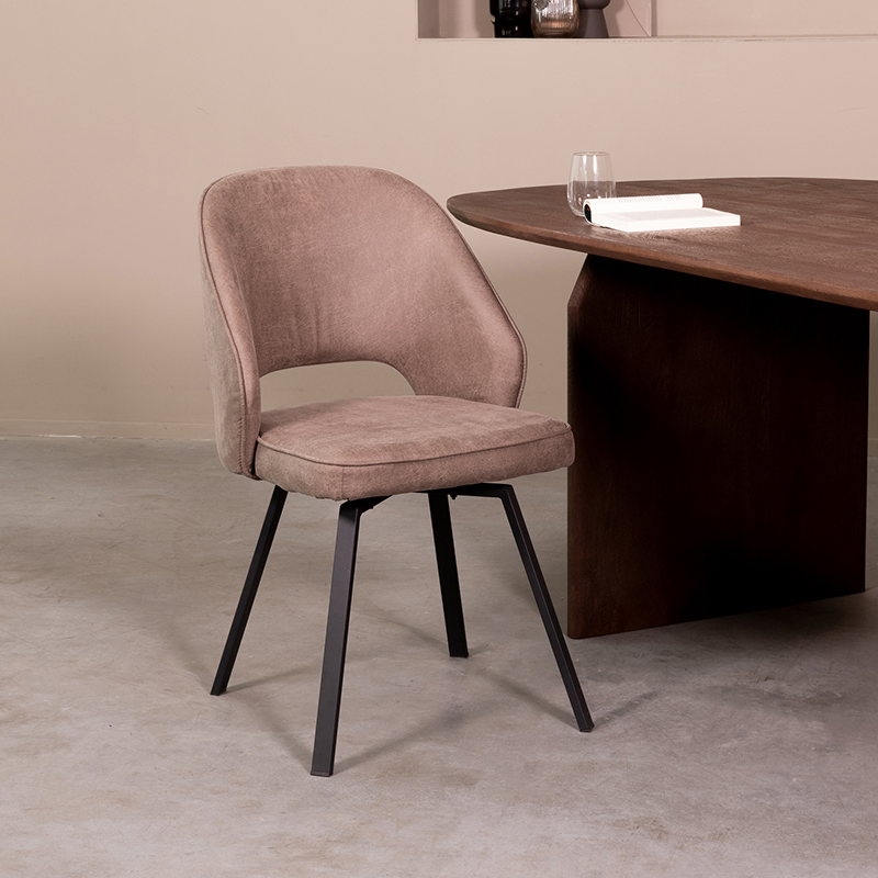 Eetkamerstoel Lewis - Zonder armleuning - Taupe - Micro Suede - Modern - LABEL51