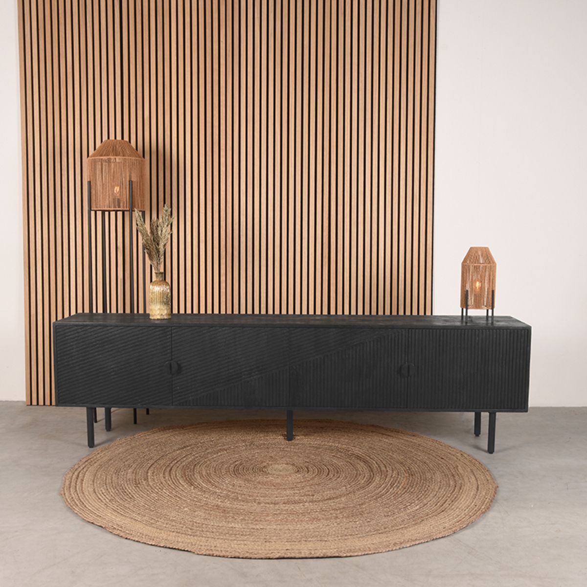 Tv-meubel Cotia - Zwart - Mangohout - Modern - LABEL51