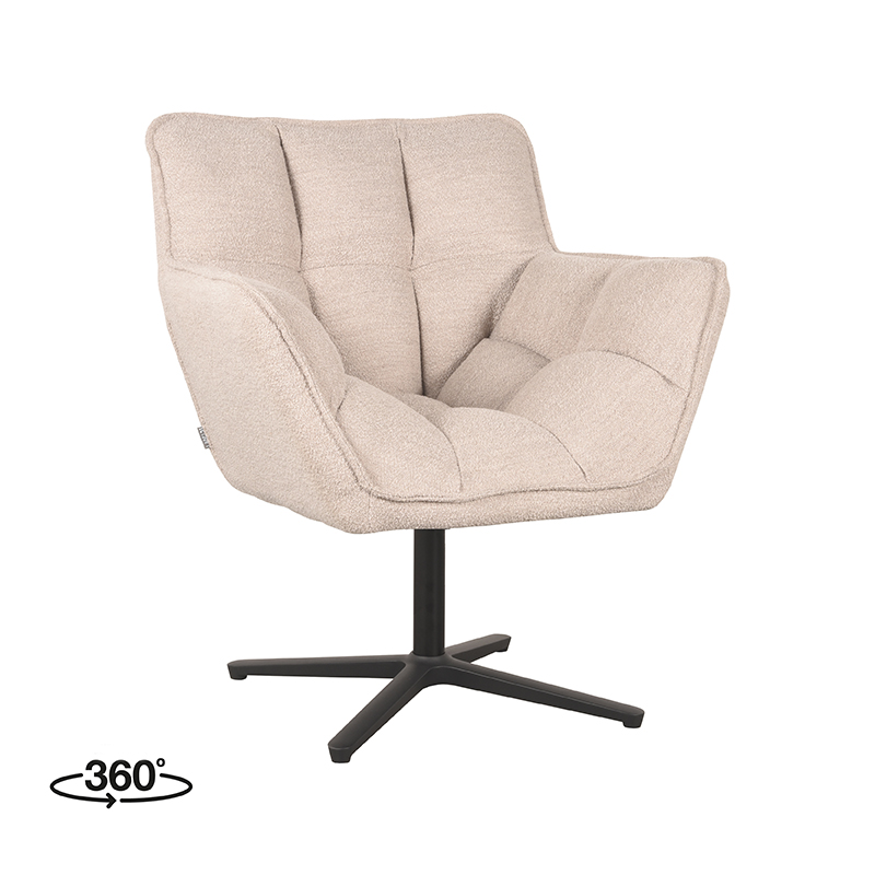 Fauteuil Ian - Armleuning - Naturel Beige - Boucle - Landelijk - LABEL51