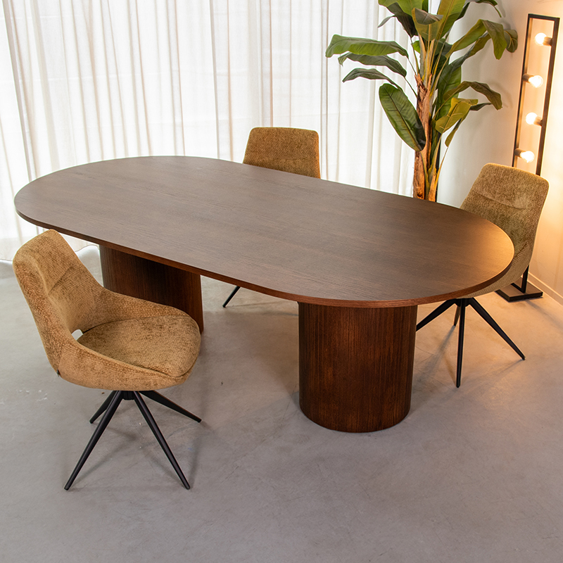 Eetkamertafel Oliva - Walnoot - Eiken - Minimalistisch - LABEL51