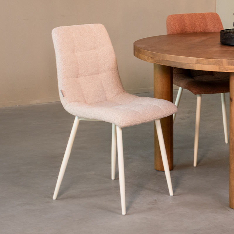 Eetkamerstoel Nino - Zonder armleuning - Champagne - Boucle - Scandinavisch - LABEL51