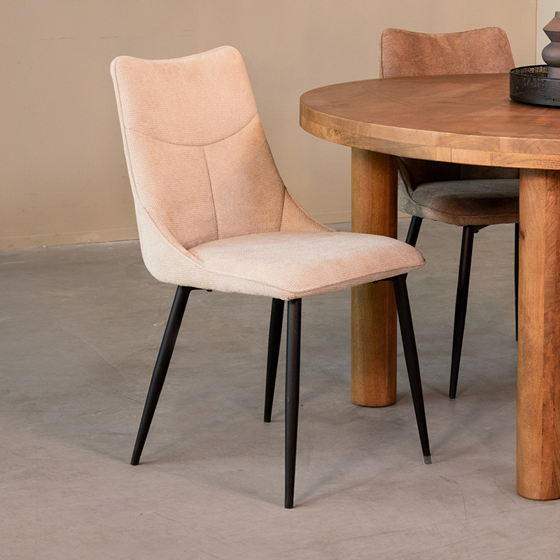 Eetkamerstoel Riv - Zonder armleuning - Naturel Beige - Cato - Landelijk - LABEL51