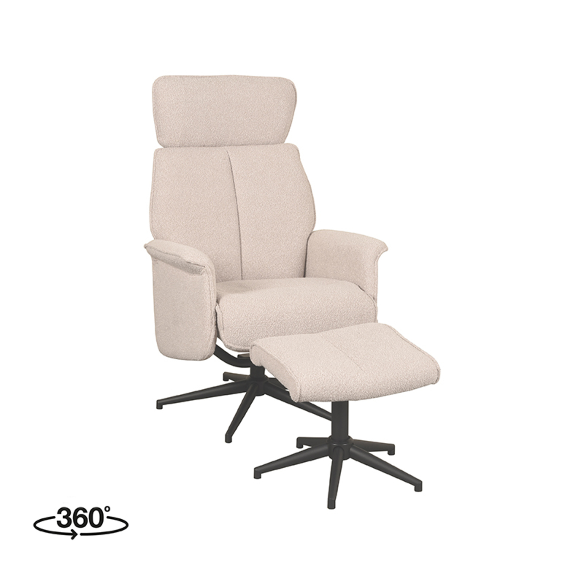 Fauteuil Verdal - Relaxfauteuil - Armleuning - Naturel Beige - Boucle - Landelijk - LABEL51