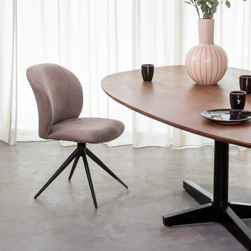 Eetkamerstoel Kimo - Zonder armleuning - Naturel Beige - Boucle - Landelijk - LABEL51