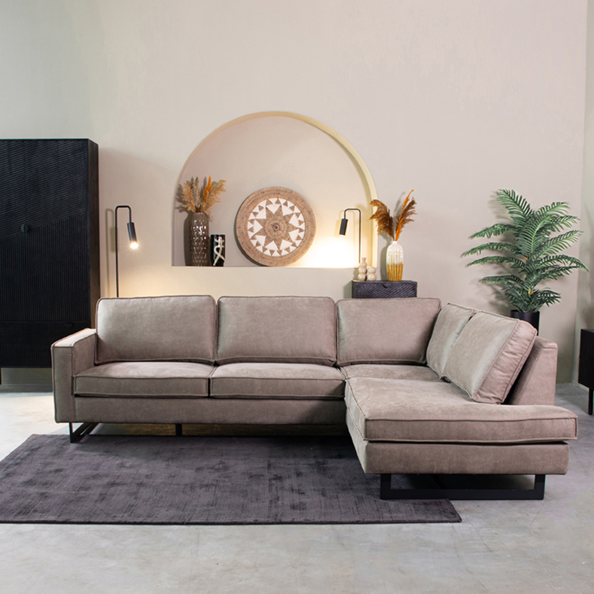 Hoekbank Allure - Rechts Voorstaand - Taupe - Kunstleder - Modern - DOK 2 Exclusive