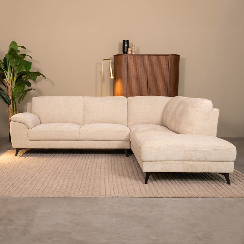 Hoekbank Santino - Rechts Voorstaand - Naturel Beige - Chenille - Minimalistisch - LABEL51