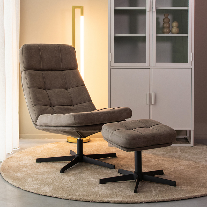 Fauteuil Alvar - Zonder armleuning - Taupe - Micro Suede - Modern - LABEL51