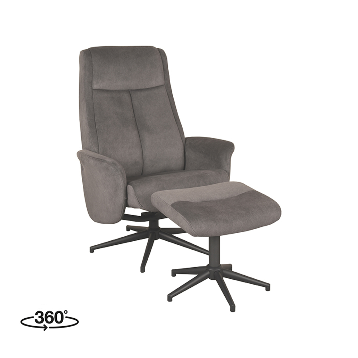 Fauteuil Bergen - Relaxfauteuil - Armleuning - Antraciet - Cosmo - Modern - LABEL51