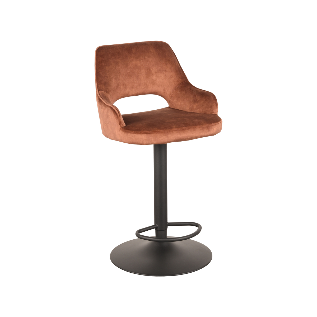 Barkruk Fer - Armleuning - Gaslift - Rust - Velours - Retro - LABEL51