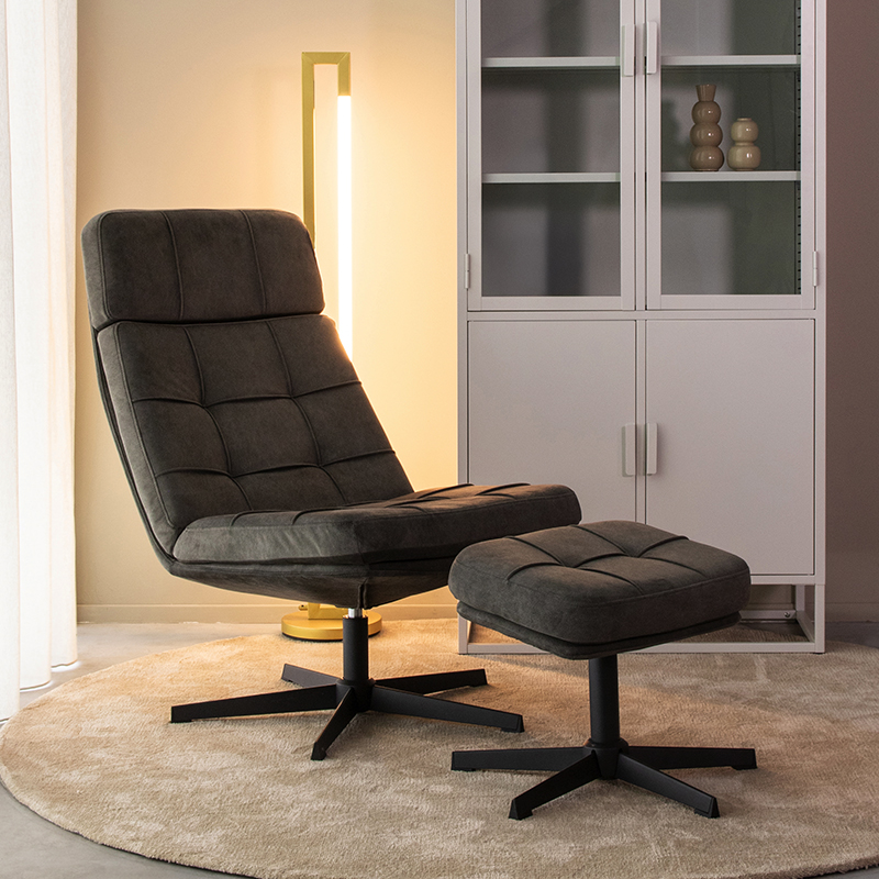 Fauteuil Alvar - Zonder armleuning - Antraciet - Cosmo - Modern - LABEL51
