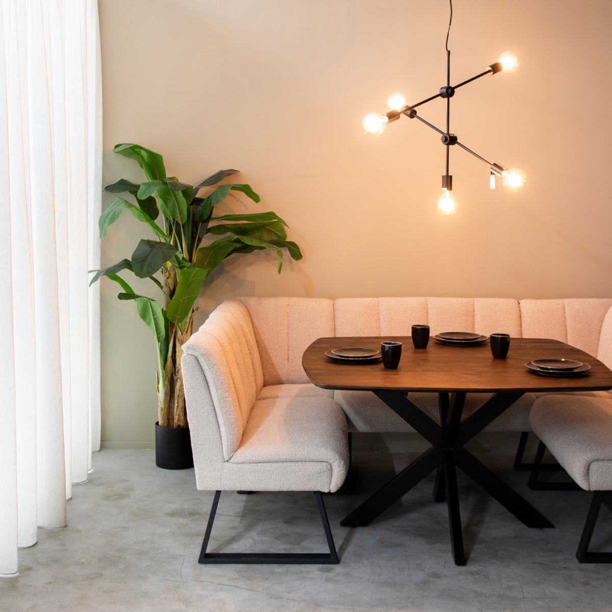 Eetkamerbank Modula - Naturel - Boucle - Landelijk - LABEL51