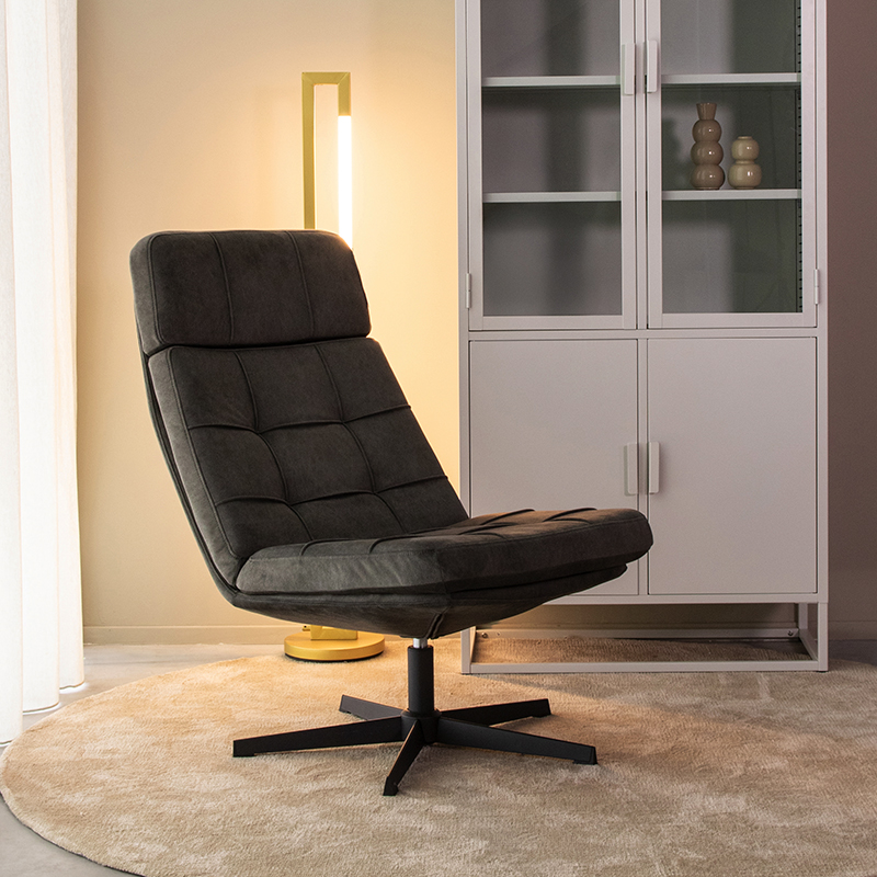 Fauteuil Alvar - Zonder armleuning - Antraciet - Cosmo - Modern - LABEL51