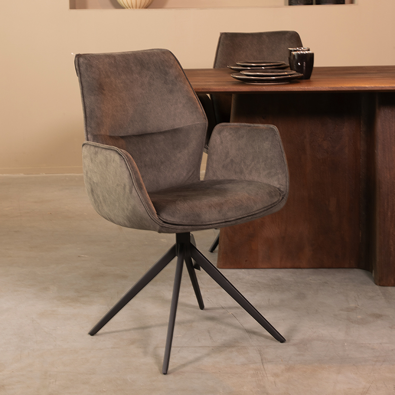 Eetkamerstoel Mellow - Armleuning - Antraciet - Cosmo - Modern - LABEL51